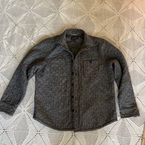 Quilted Blue with Gray undertone denim and wool shacket Casual Layering Piece